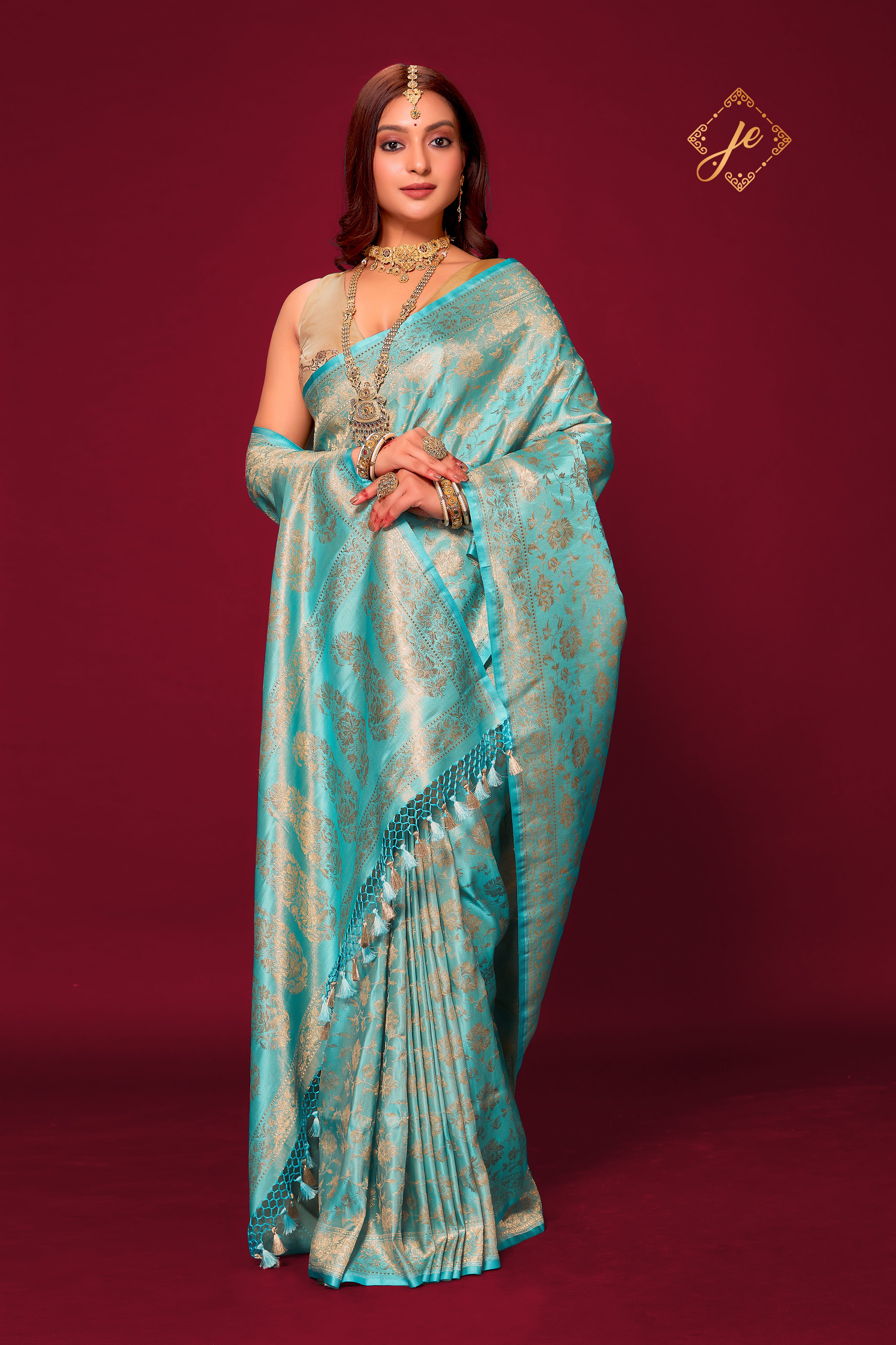 Firozi Pure Tissue Silk Handloom Banarasi Saree