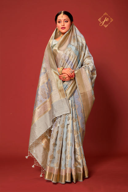 Grey Rangkaat Pure Silk Banarasi Saree