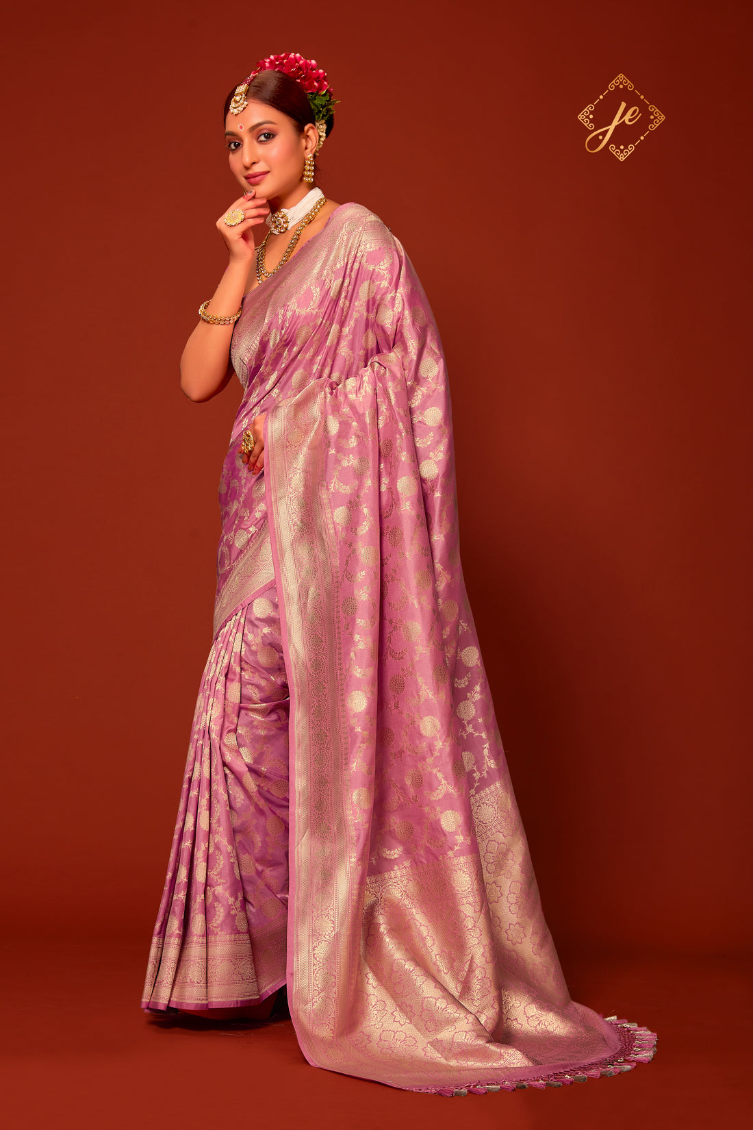 Pastel Pink Pure Kataan Banarasi Saree