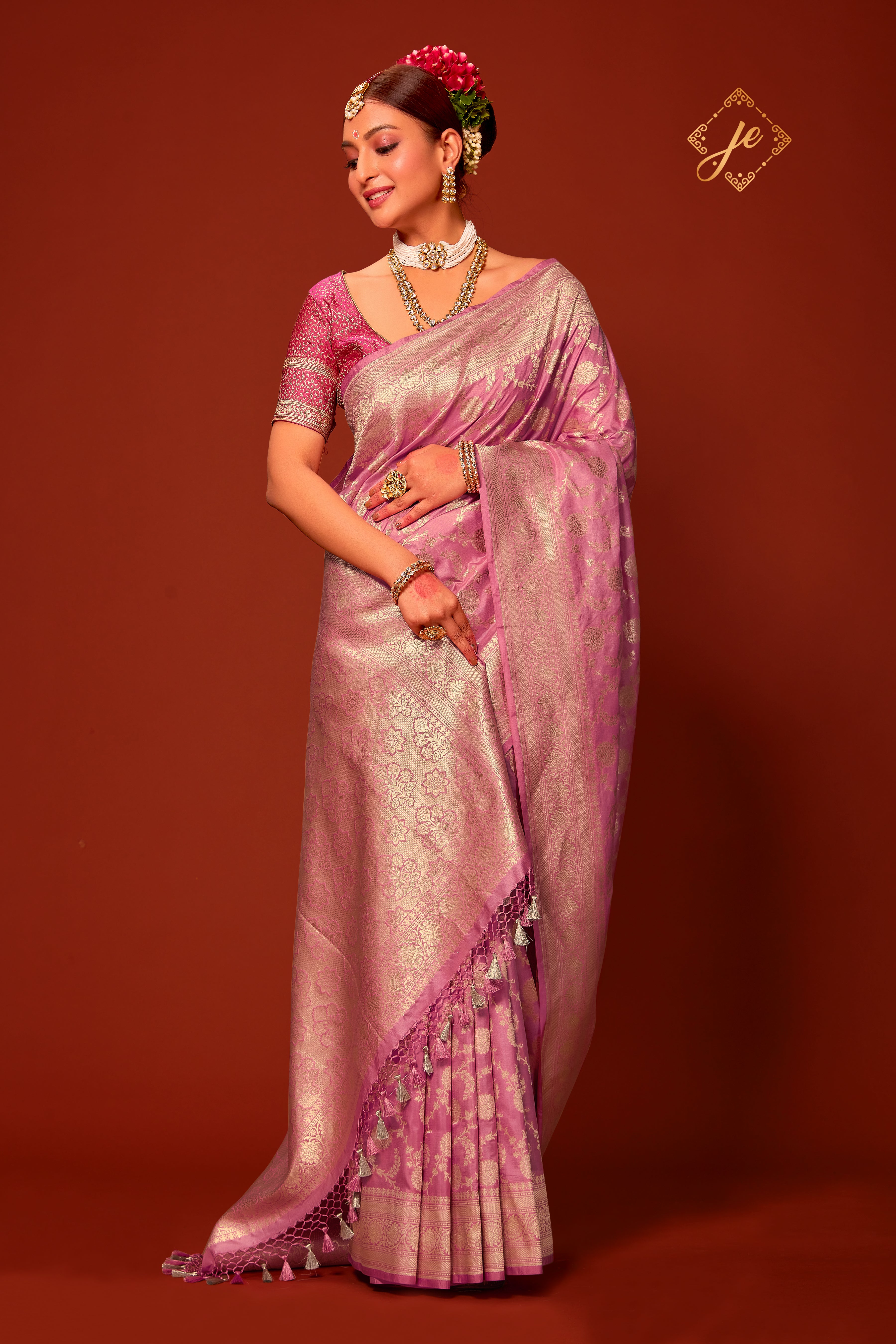 Pastel Pink Pure Kataan Banarasi Saree