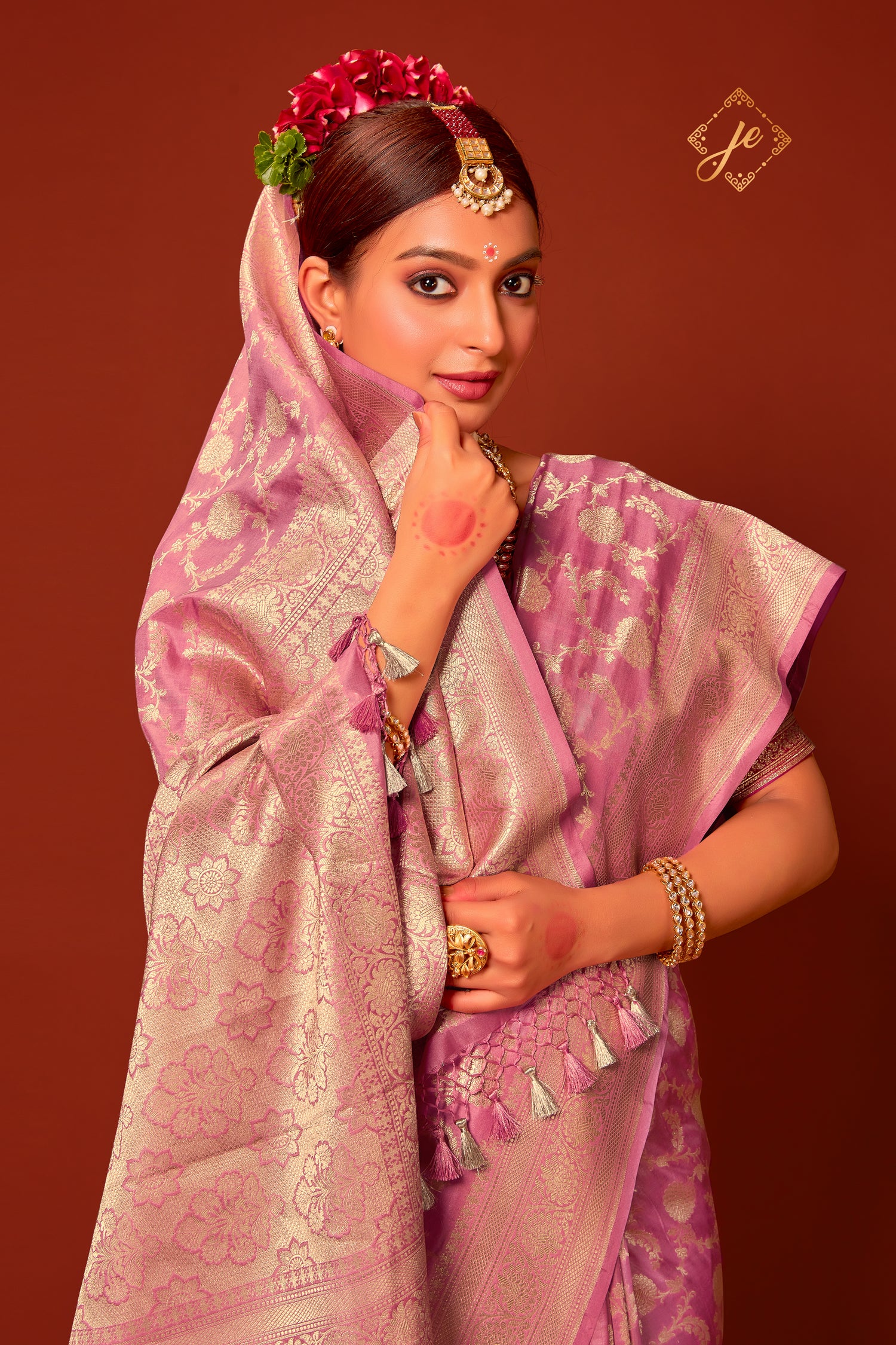 Pastel Pink Pure Kataan Banarasi Saree