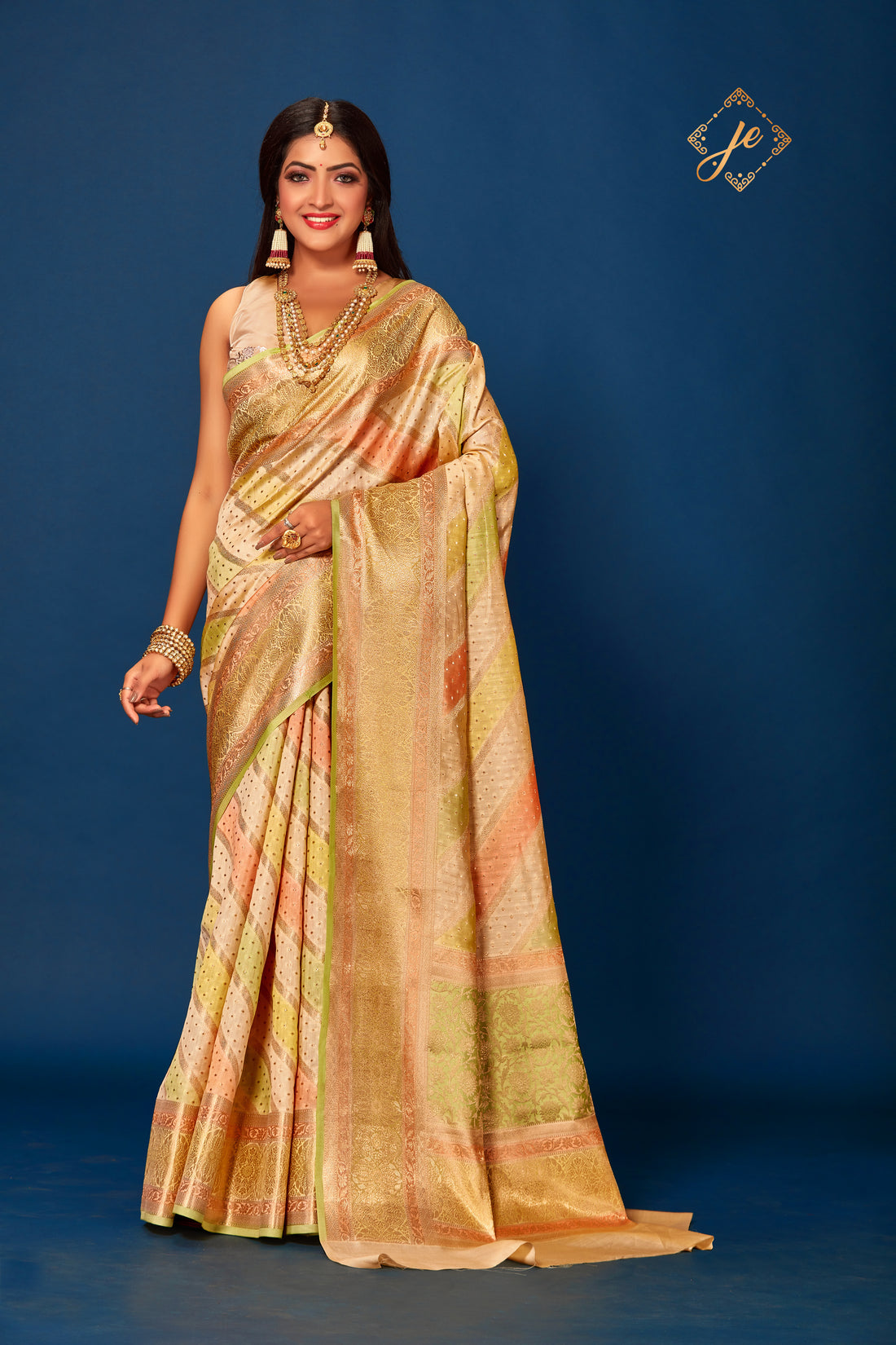 Lemon-Orange Rangkaat Pure Silk Banarasi Saree