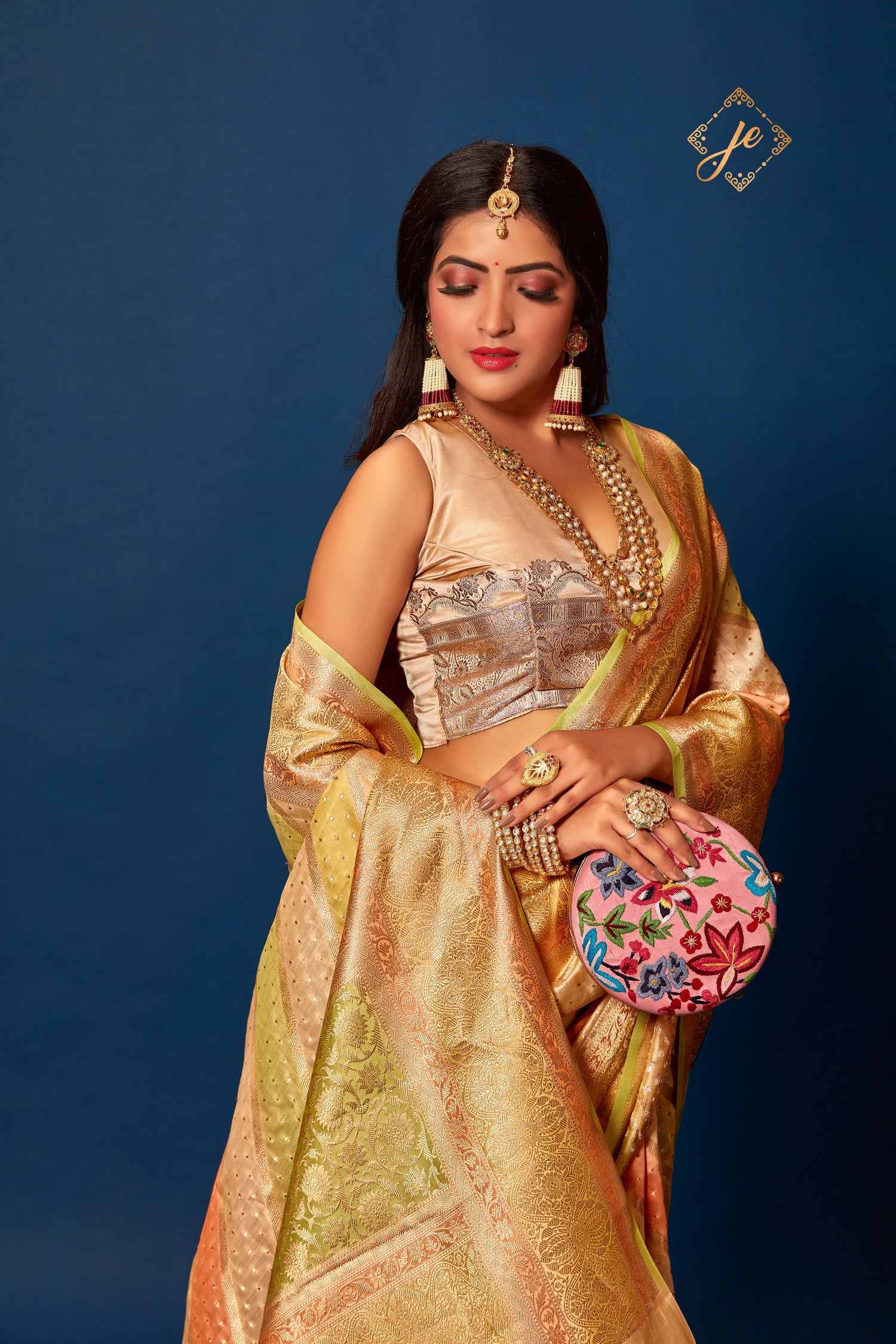 Lemon-Orange Rangkaat Pure Silk Banarasi Saree