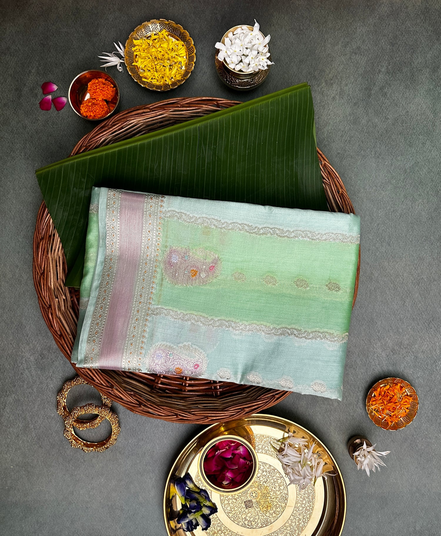 Peach Rangkaat Pure Silk Banarasi Saree