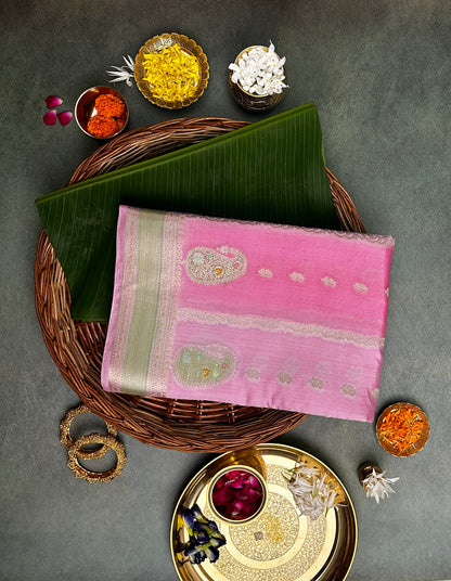 Peach Rangkaat Pure Silk Banarasi Saree