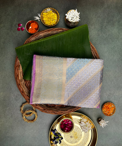 Lemon-Orange Rangkaat Pure Silk Banarasi Saree