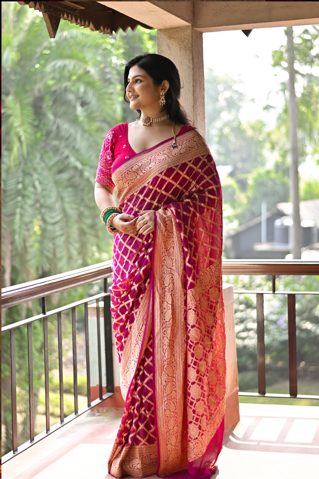 Rani Pink Khaddi Banarasi Saree