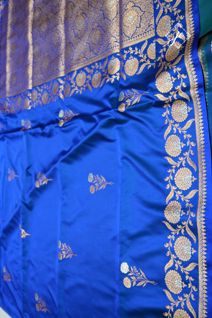 Royal Blue Mashru Silk Banarasi Saree