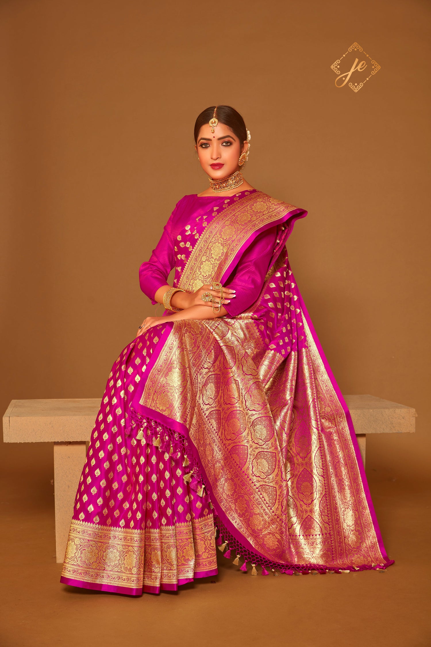 Rani Pink Satin Silk Banarasi Saree