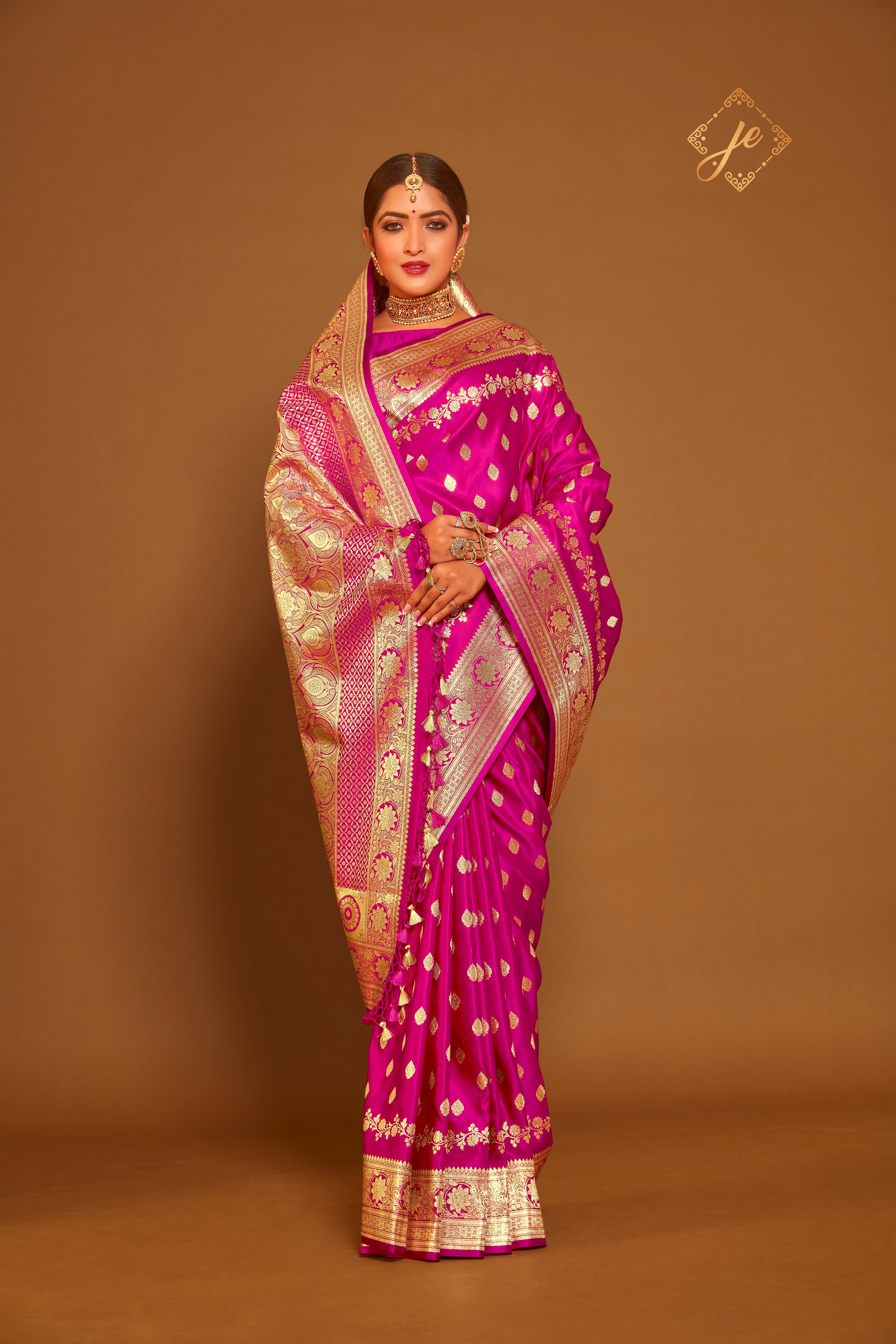 Rani Pink Satin Silk Banarasi Saree