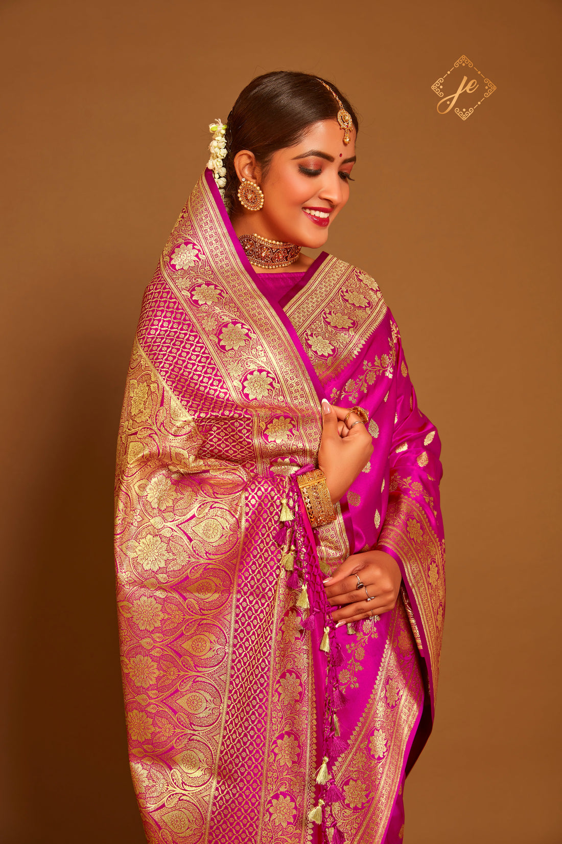 Rani Pink Satin Silk Banarasi Saree