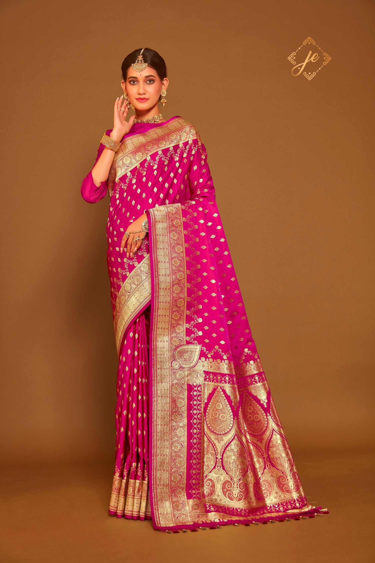 Rani Pink Satin Silk Banarasi Saree