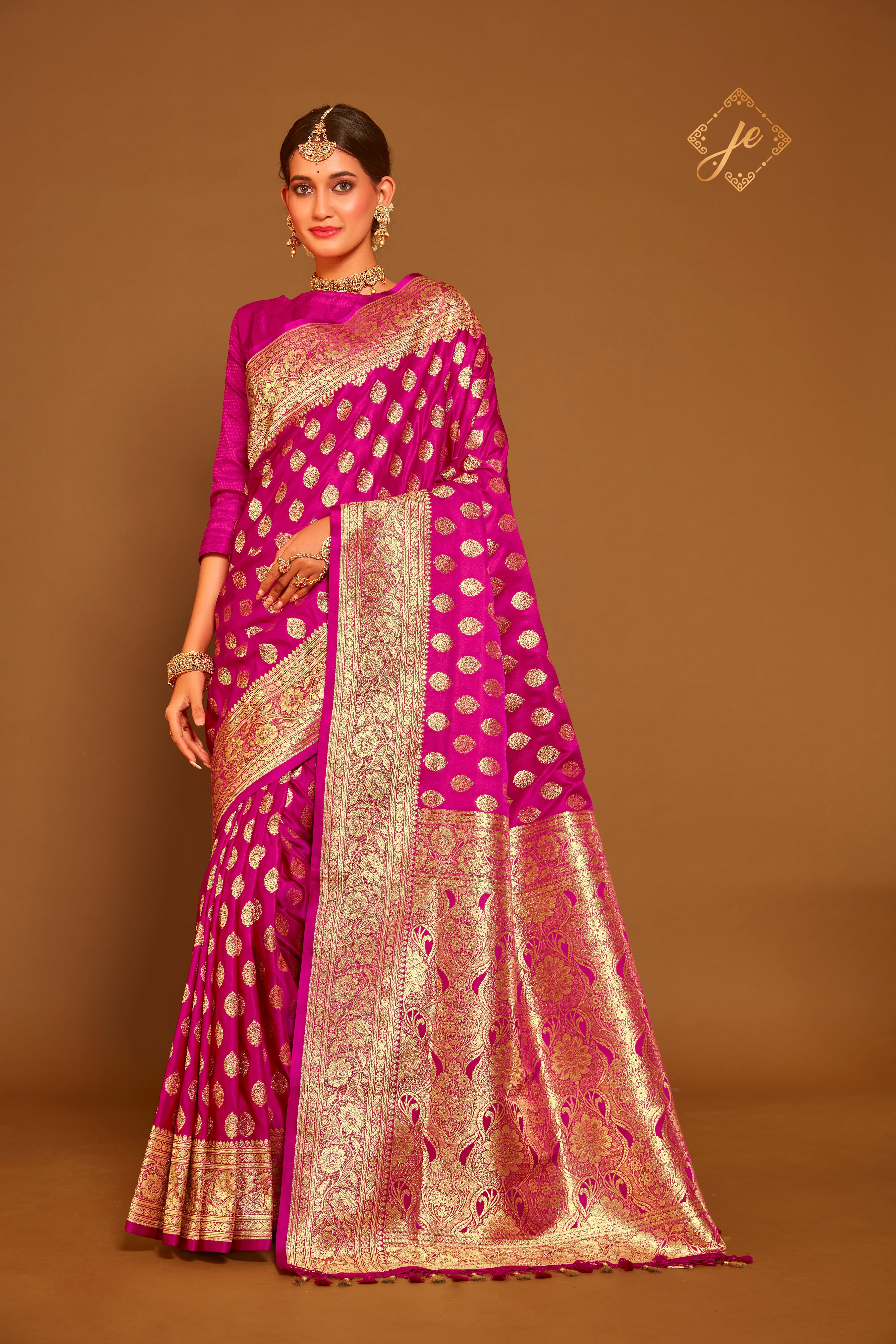 Rani Pink Satin Silk Banarasi Saree