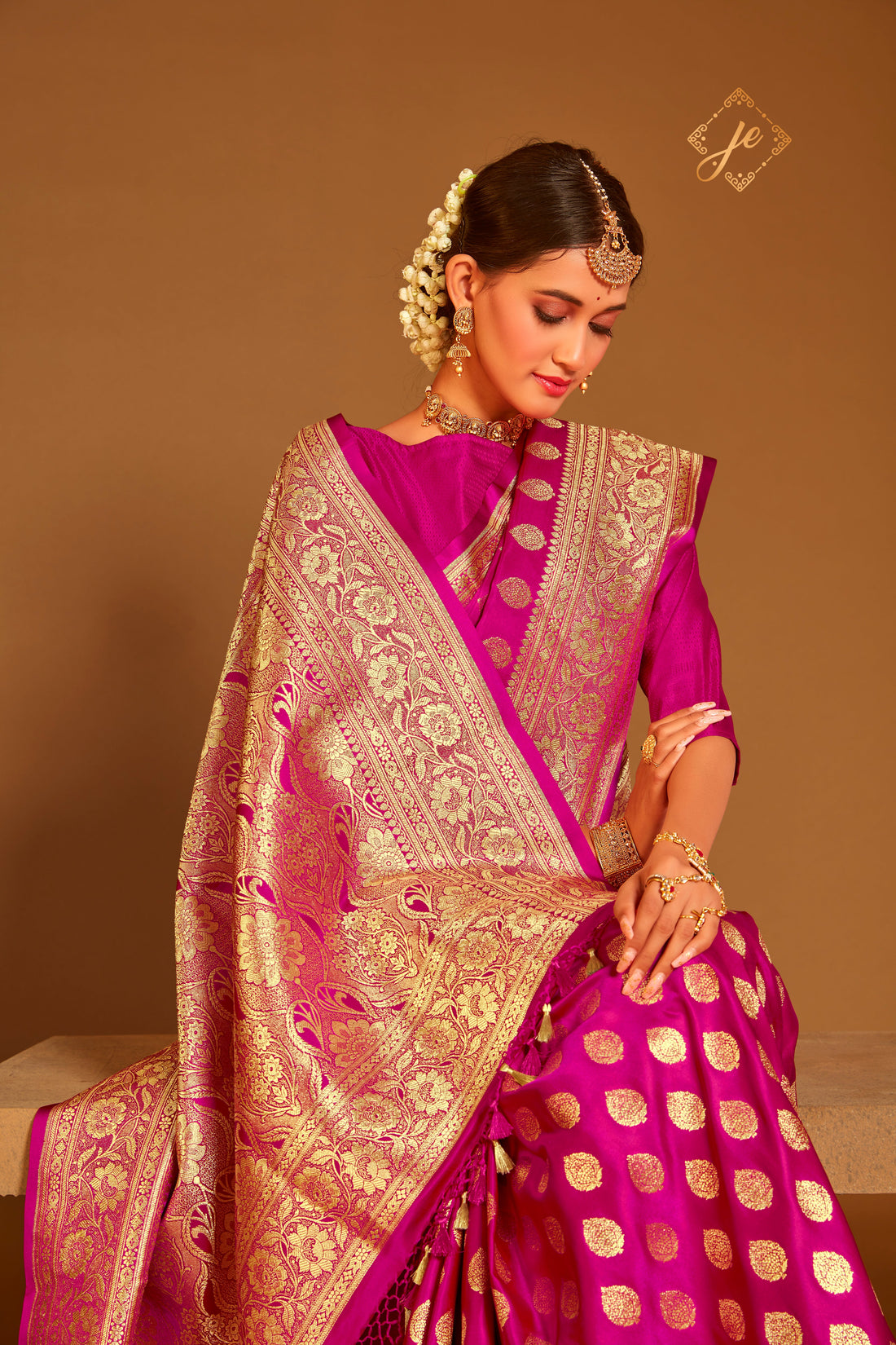 Rani Pink Satin Silk Banarasi Saree