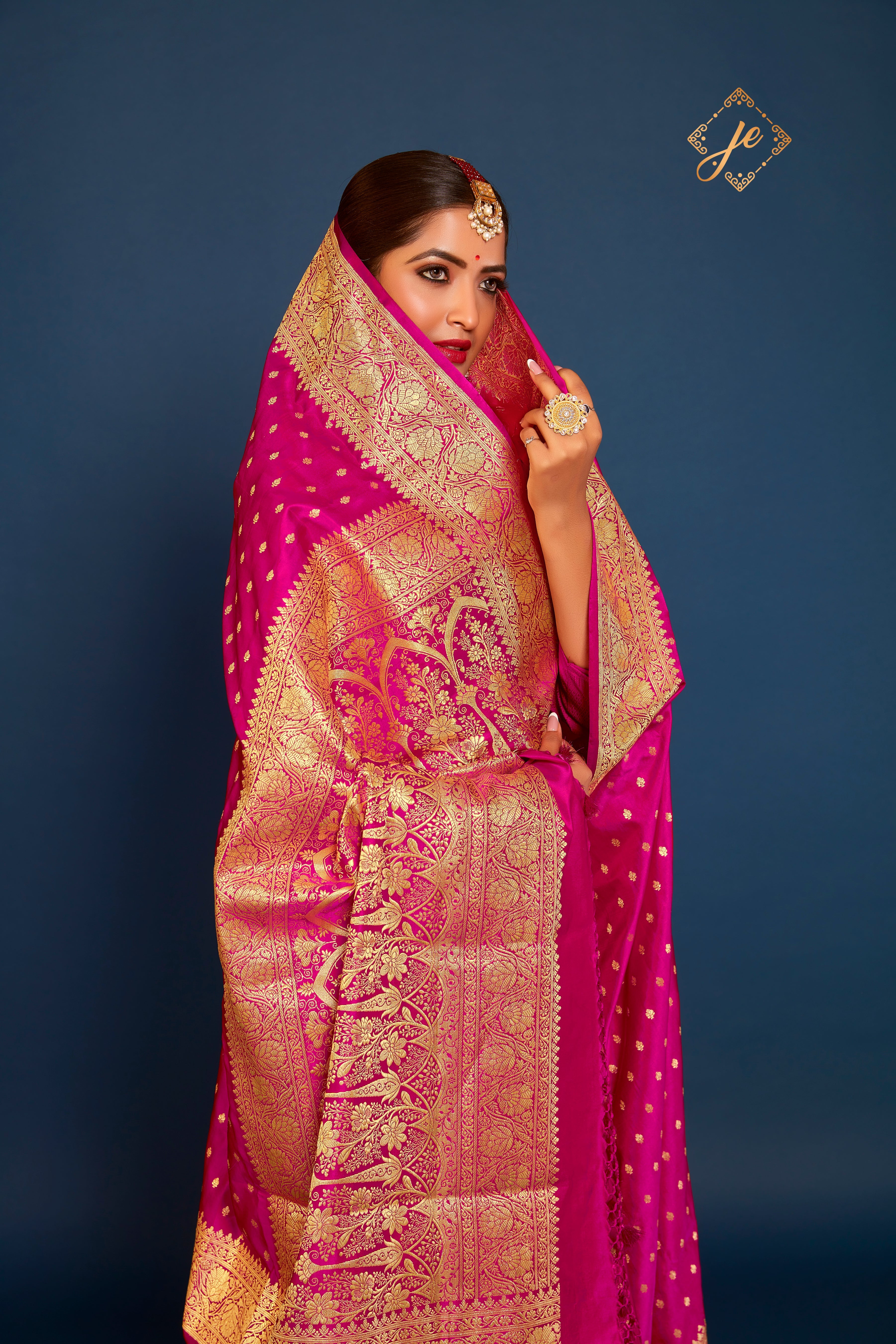 Hot Pink Pure Satin Silk Banarasi Handloom Saree