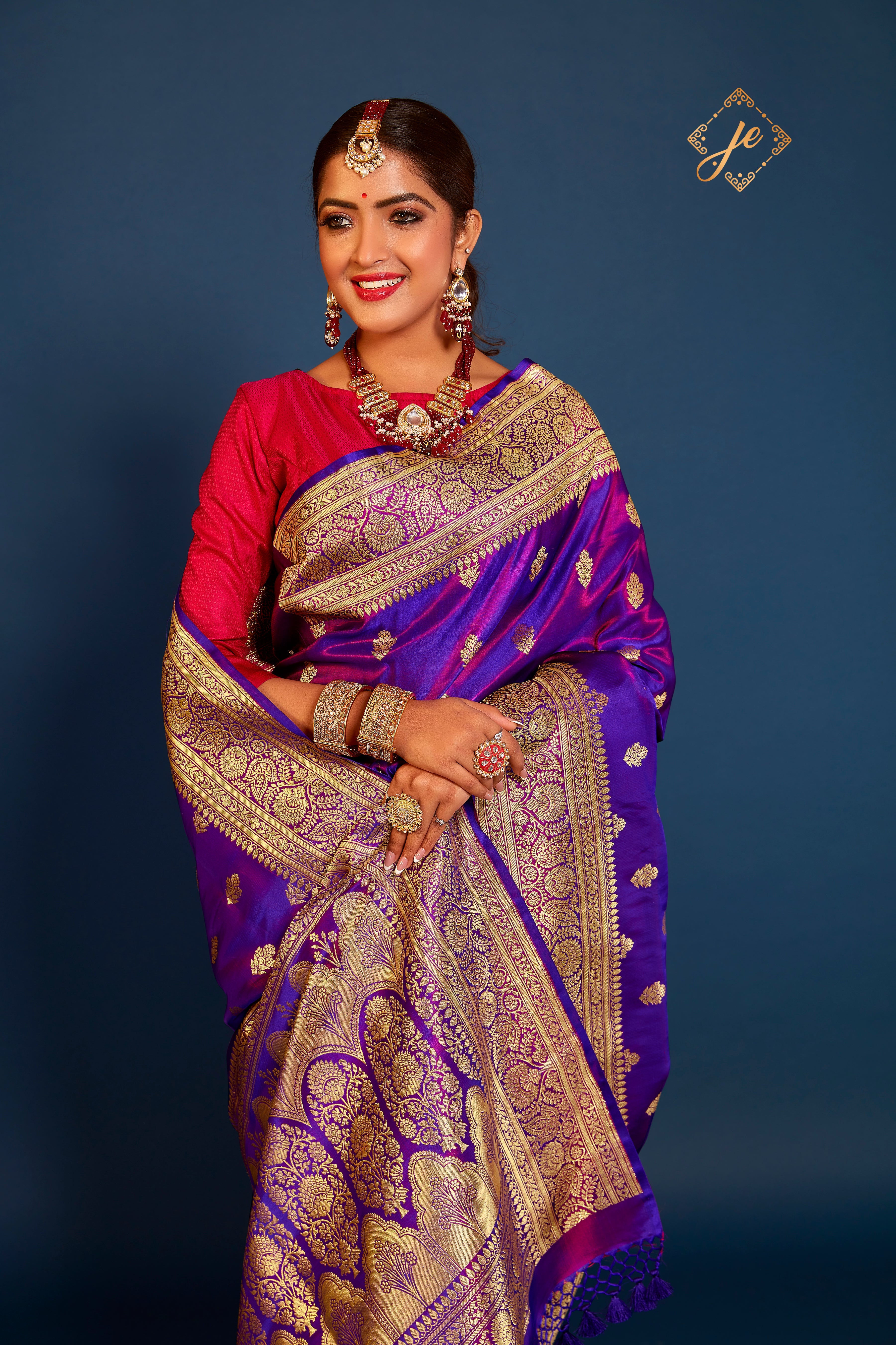 Dual Tone Purple Satin Silk Banarasi Handloom Saree