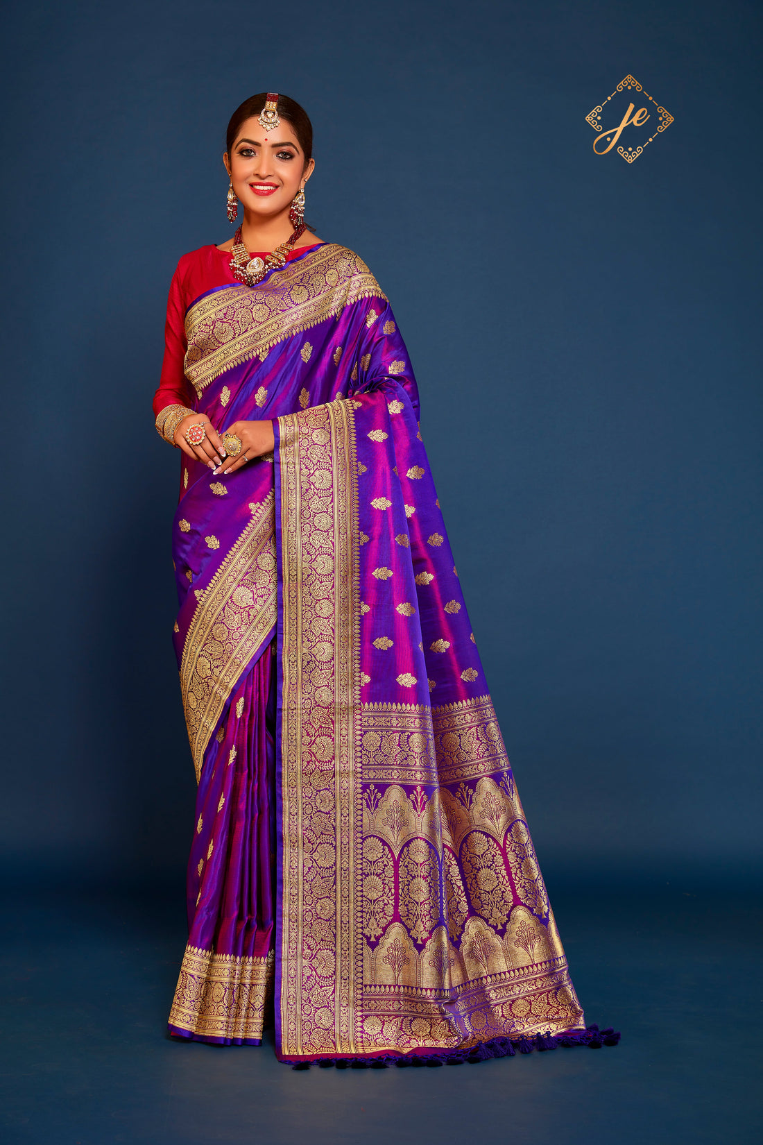 Dual Tone Purple Satin Silk Banarasi Handloom Saree