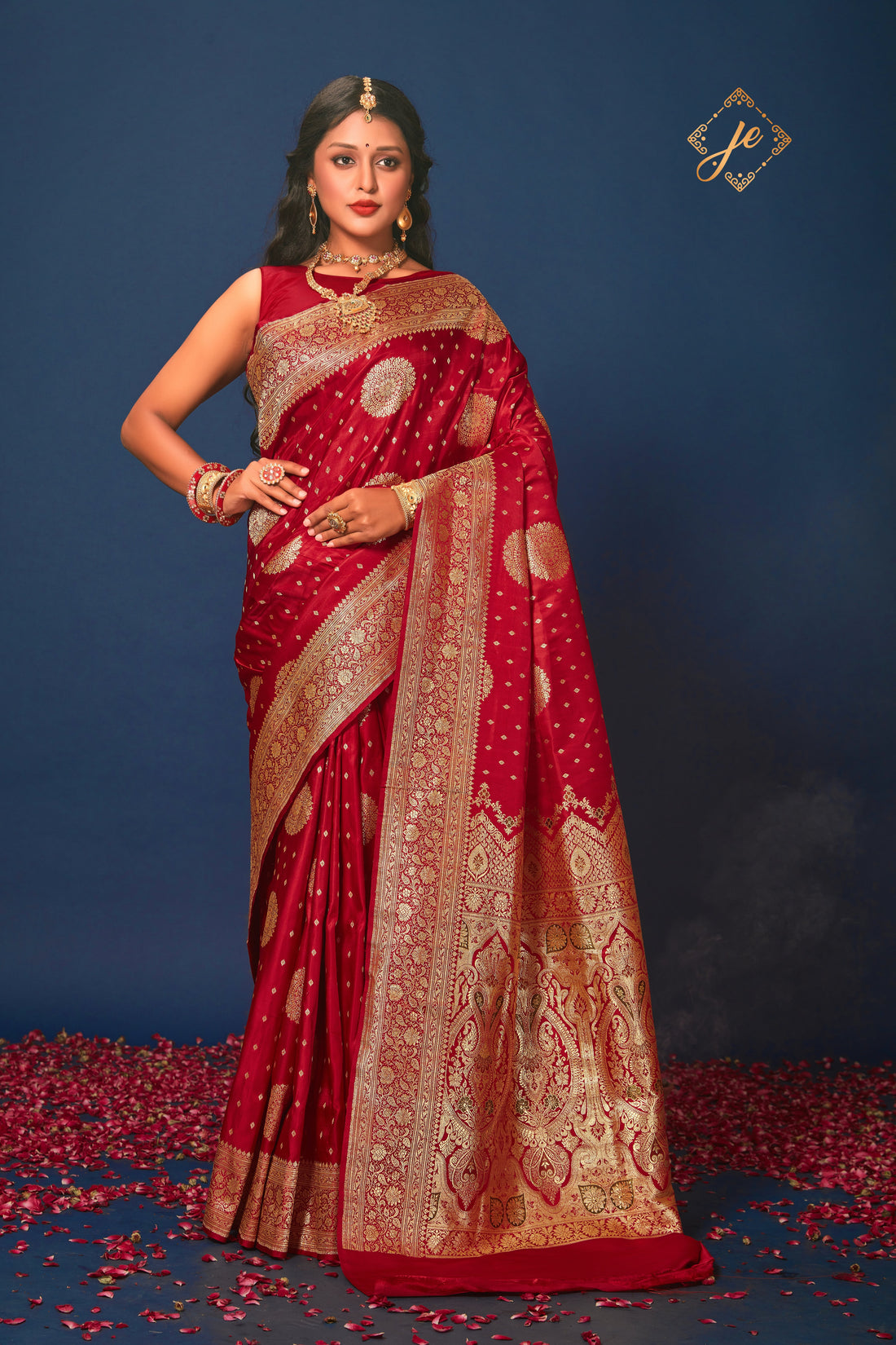 Red Satin Silk Banarasi Handloom Saree