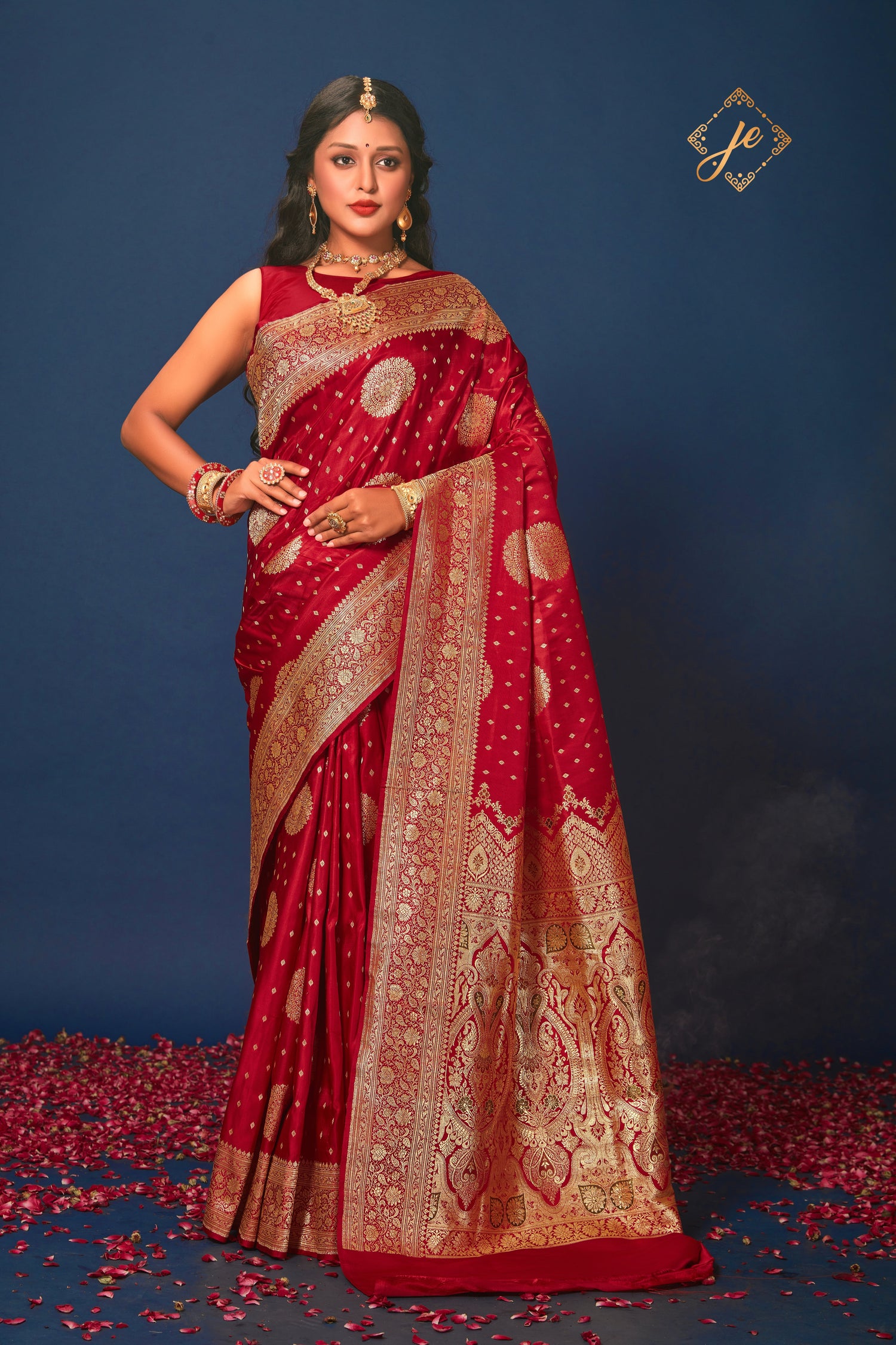 Red Satin Silk Banarasi Handloom Saree